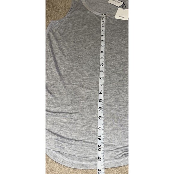Women's VINCE (Small) Gray Minimalist Tank top 100% Viscose Silk Trim NWT $98 - Picture 11 of 14